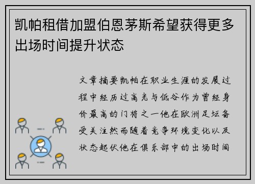 凯帕租借加盟伯恩茅斯希望获得更多出场时间提升状态